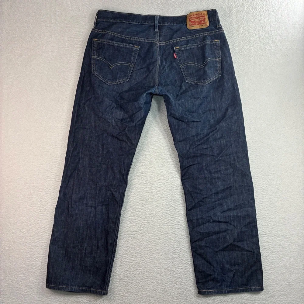 Levis 569 Loose Straight Jeans Men 34x30 Blue Faded Skater Baggy Whiskered
